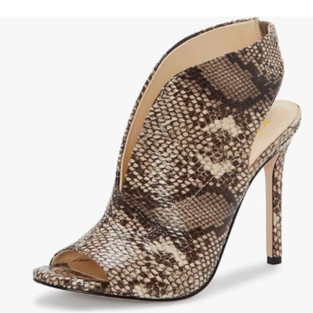 YDN Snakeskin Chic Slingback Peep Toe Stiletto High Heel Sandals Ankle Boots